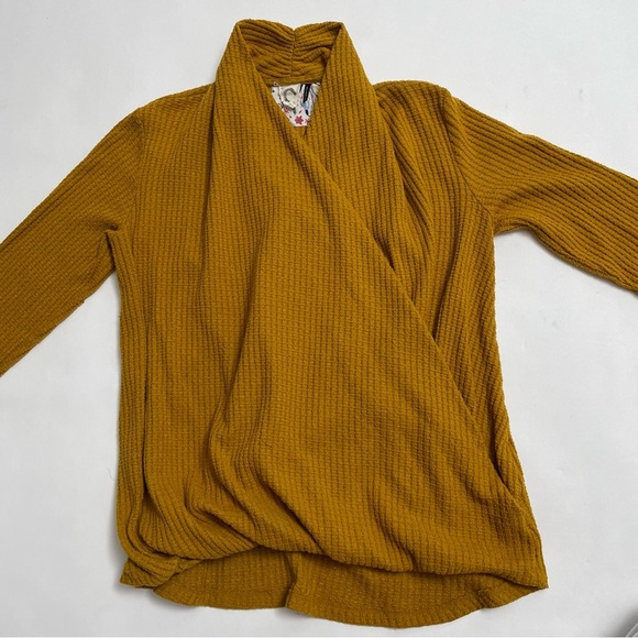 ANTHRO AKEMI + KIN waffle knit wrap long sleep top - Picture 5 of 5